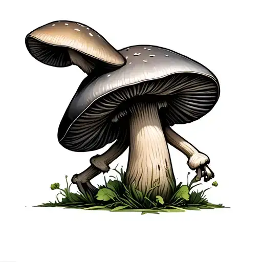 mushroom with face arms and legs tattoo design idea