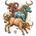 Taurus, Virgo Capricorn constellation merging tattoo design idea