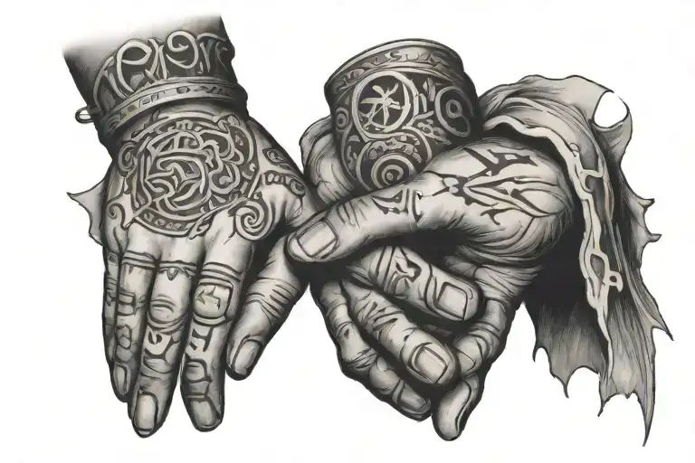 adan's creation hands pointing tattoo design idea