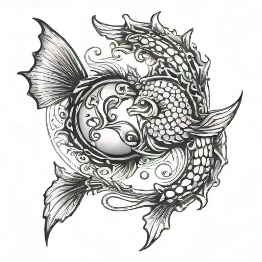 pisces gemini love together symbolizing tattoo design idea
