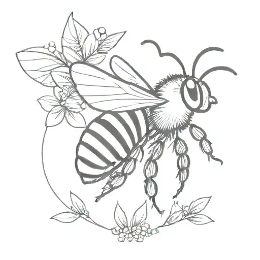 fine line bee tattoo design idea