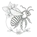 fine line bee tattoo design idea