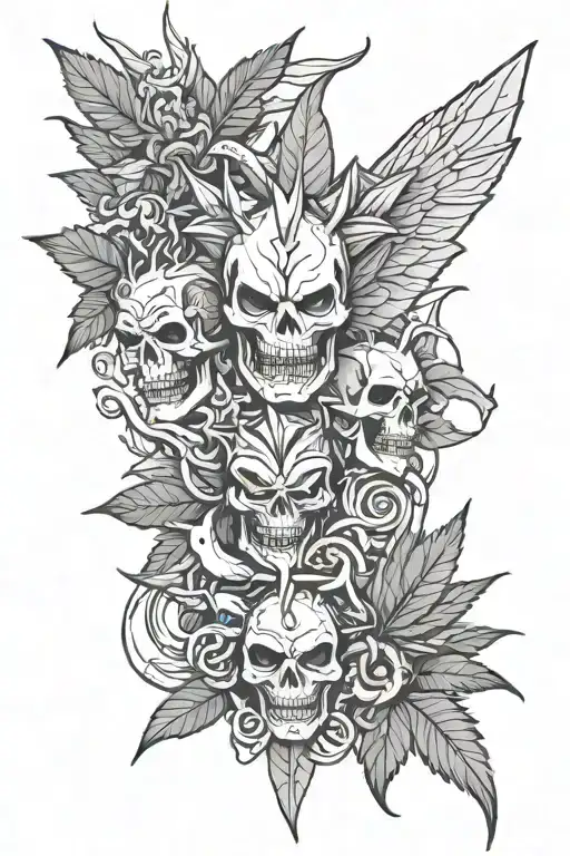 marihuana And Evil Fighting tattoo design idea