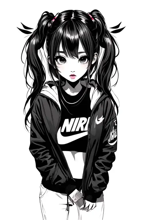 girl anime streetwear air force one  tattoo design idea