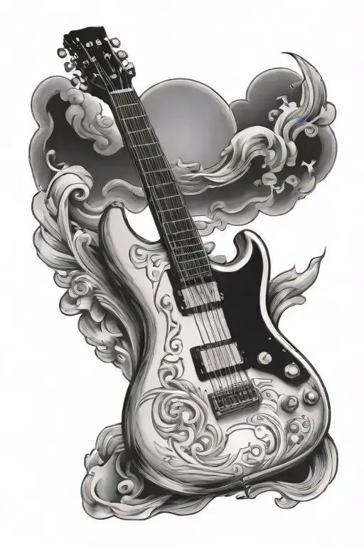 guitar light from heaven tattoo design idea