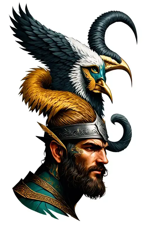 The gods of ancient Scandinavians Thor, Turk, one at the head of Loki tattoo design idea