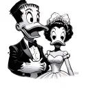 Donald duck frankenstein and daisy duck as bride of frankenstein  tattoo design idea