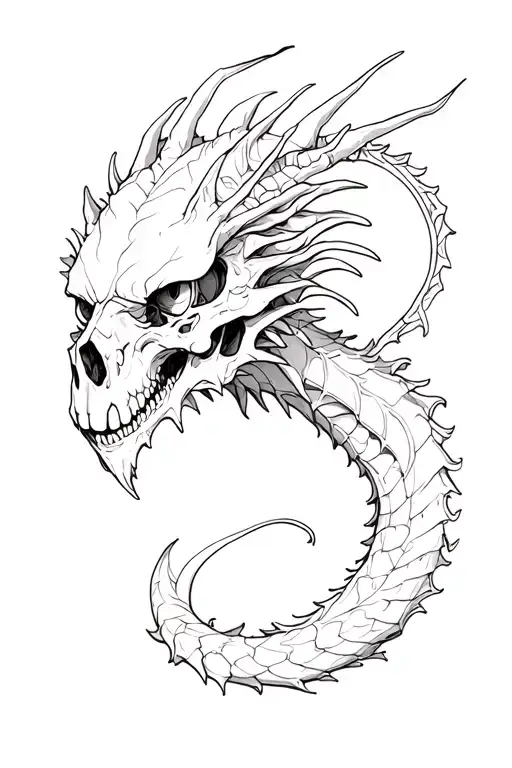 skull and dragon tattoo design idea