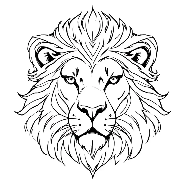 fine line, half a lion head tattoo design idea