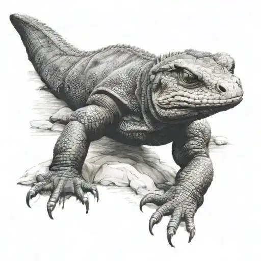 komodo Dragon black whitw tattoo design idea