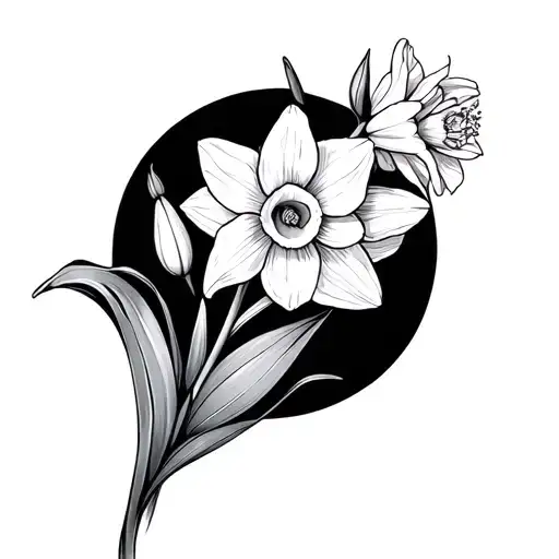 daffodil and narcissus bouquet tattoo design idea