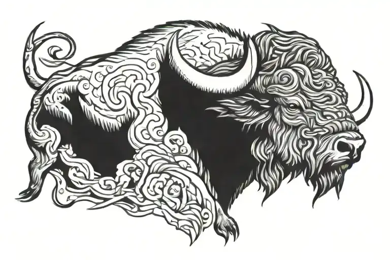 buffalo head tattoo design idea