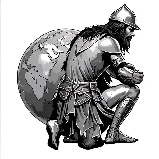 crusader kneeling giving world tattoo design idea