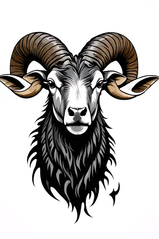 2 ram head tattoo design idea