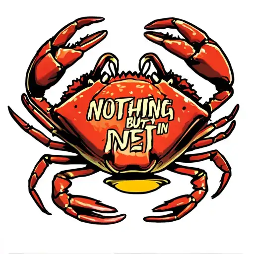 maryland blue claw crab tattoo that says “nothing but net” in it tattoo design idea