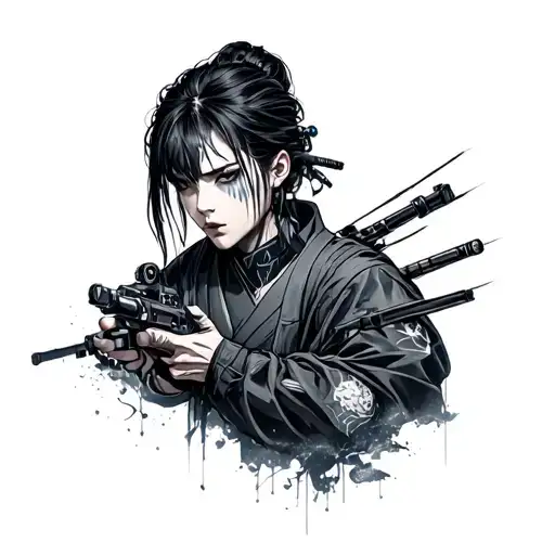 Cyberpunk Japanese tattoo design idea