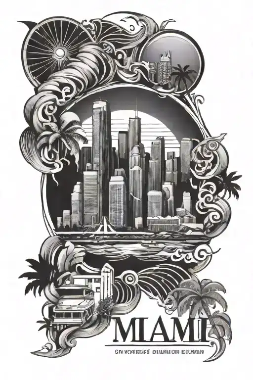 Miami skyline tattoo design idea