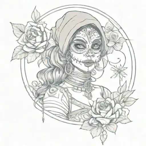 deadpool catrina mexican woman tattoo design idea