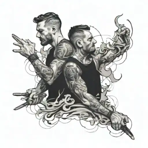 2 men, 30 minutes writing tattoo design idea