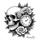 memento Mori with skull and time with the words memento mori tattoo design idea
