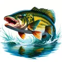 Murray cod fish swimming upstream tattoo design idea