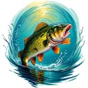 Murray cod fish swimming upstream tattoo design idea