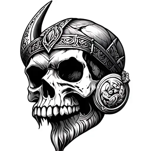 viking skull tattoo design idea