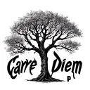"Carpe Diem p" a tree no leaves growing tattoo design idea