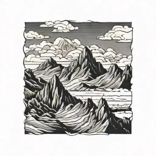 scar coverage mountain range tattoo design idea