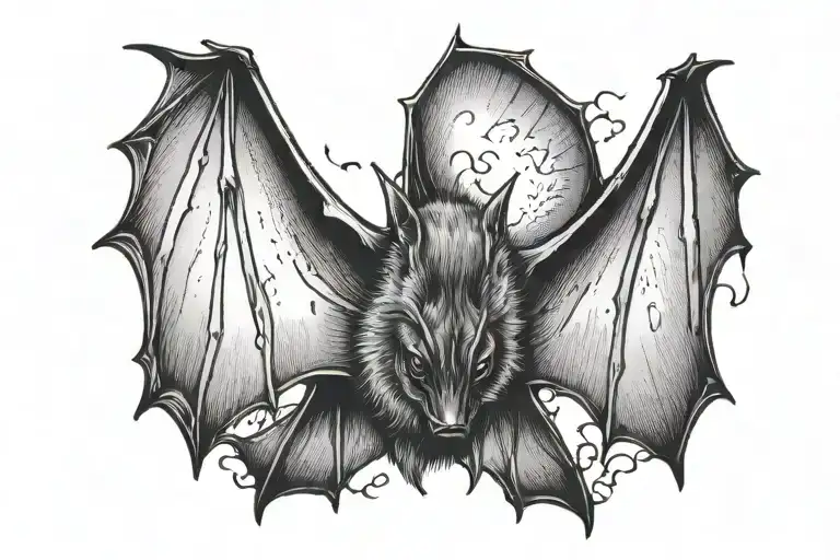 bat hanging upside tattoo design idea