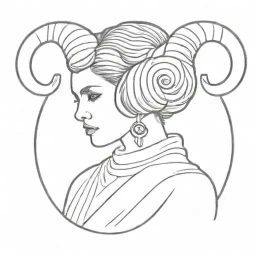 princess leia and aries the ram hairstyle tattoo design idea