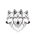 three wolves front view tattoo design idea
