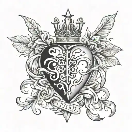 sacred heart and words saying " edit the sad part text tattoo design idea