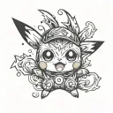 cute pikachu no background big eyes tattoo design idea