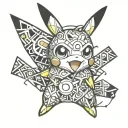 cute pikachu no background big eyes tattoo design idea