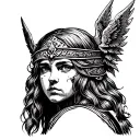 Shield maiden face tattoo design idea