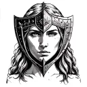 Shield maiden face tattoo design idea