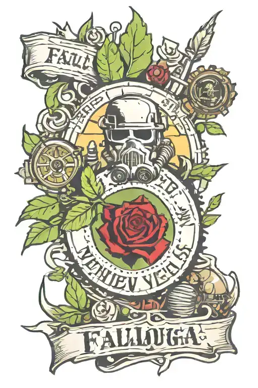 fallout new Vegas greenery sleeve tattoo tattoo design idea