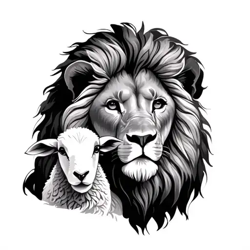 Lion And Lamb tattoo design idea