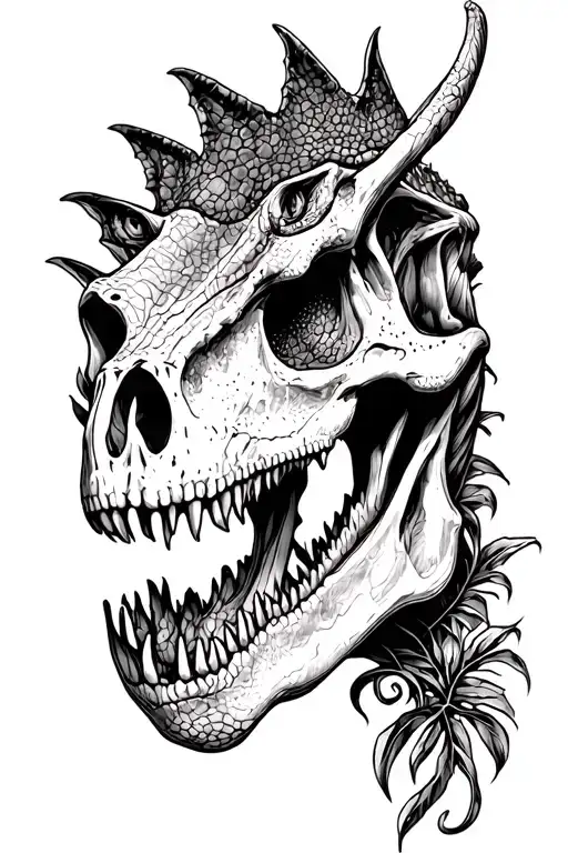 Dinosaur skull tattoo design idea