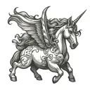 super hero unicorn farting a rainbow tattoo design idea