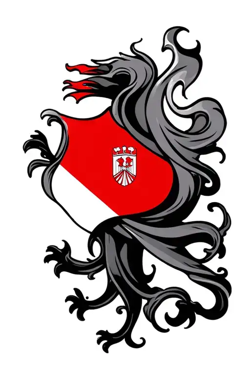 Albanian flag with smoke tattoo design idea