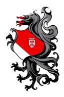 Albanian flag with smoke tattoo design idea