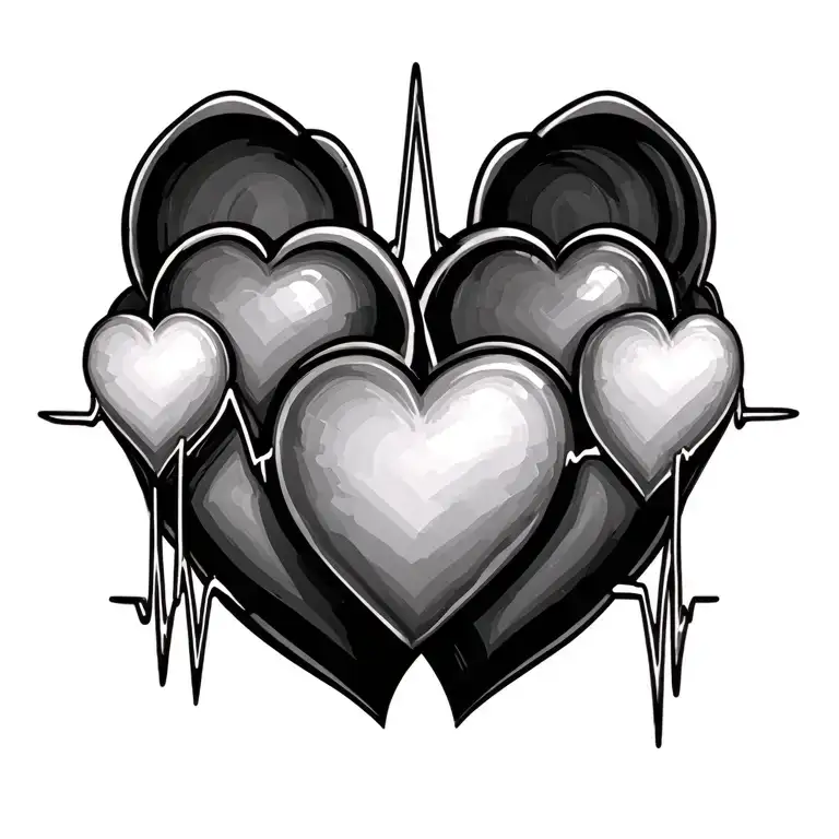 3 hearts with heartbeat line 11-15-2024 tattoo design idea