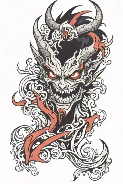Demon face tattoo design idea