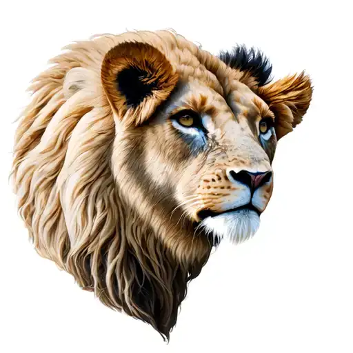 lion and lamb half face tattoo tattoo design idea