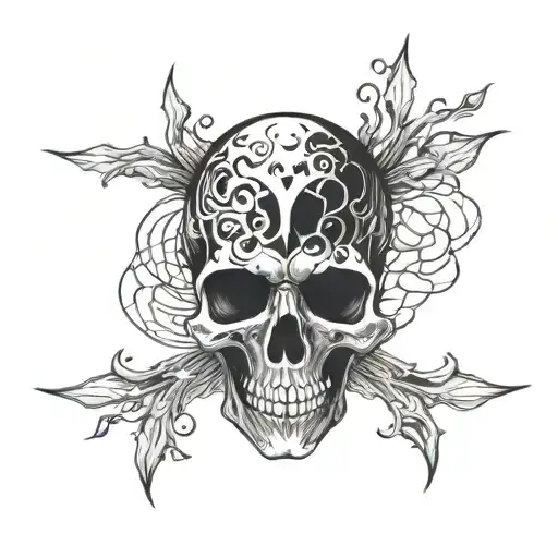 skull in negative tattoo design idea