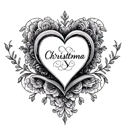 The name is Christina, a monogram, a beautiful inscription amoreamore with a heart tattoo design idea