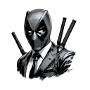 Deadpool in a suit and tie tattoo design idea