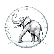 war elephant fighting death alone Aries constelation inside hour glass tattoo design idea